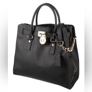 Michael Kors Hamilton satchel black leather purse bag